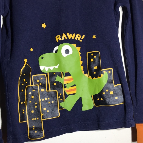 2 Boys size 8 Gymboree RAWR Dinosaur in the City T Shirt 100% cotton navy blue - Picture 3 of 7